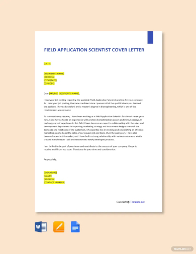 field application scientist cover letter template