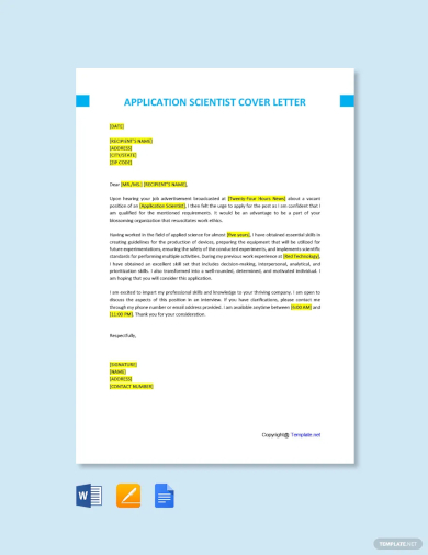 free application scientist cover letter template