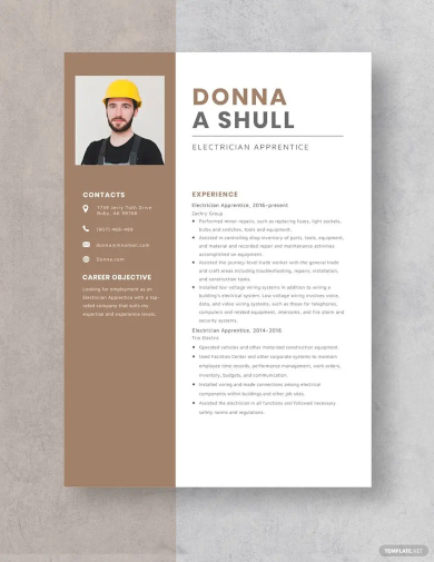 free electrician apprentice resume template
