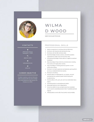 free service electrician resume template