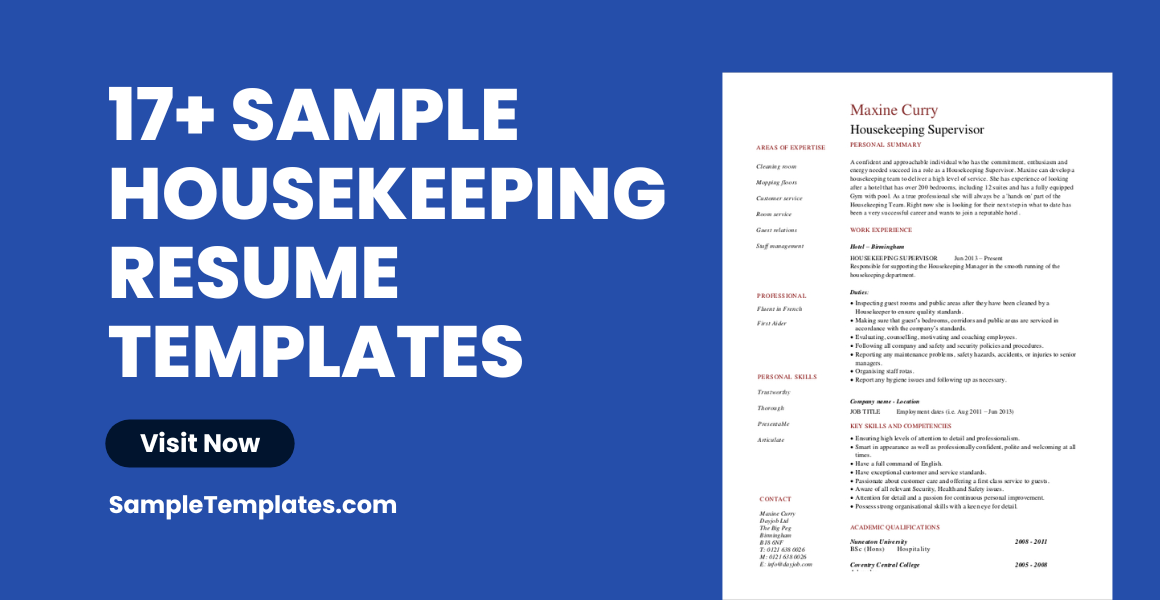 Sample Housekeeping Resume Templates