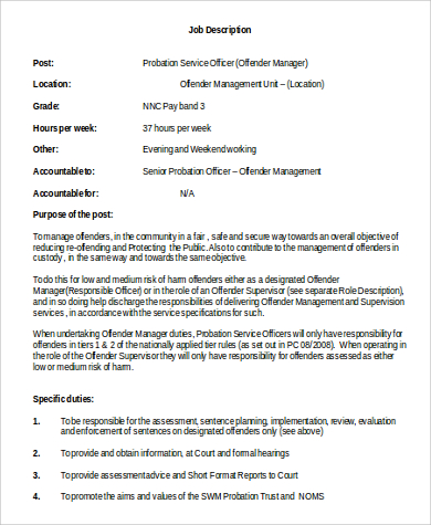 probation service officer job description