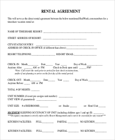 printable rental agreement form
