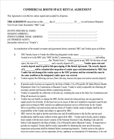 commercial rental agreement printable