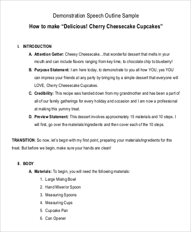 demonstrative speech outline