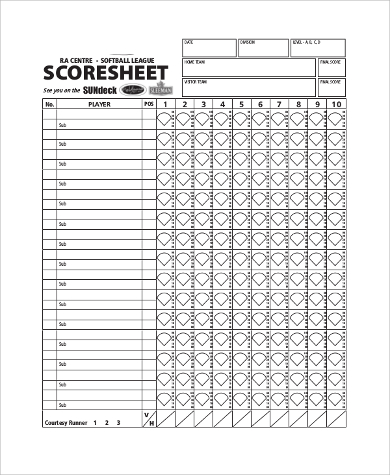 baseball softball scoresheet printable