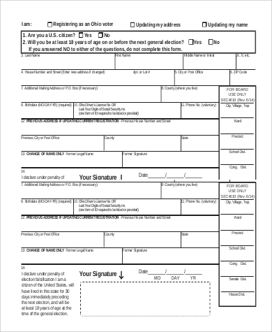 voter registration and information update form