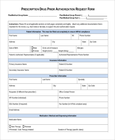 prescription prior authorization form
