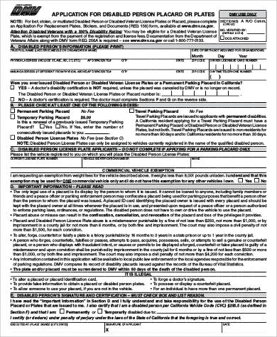 Printable Dmv Handicap Form