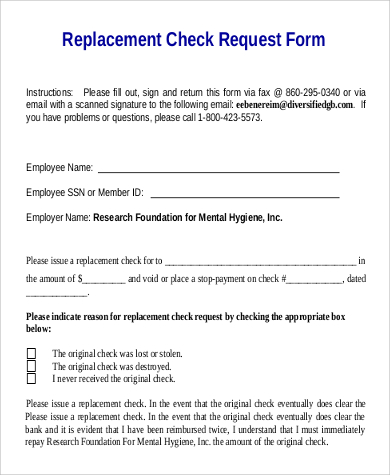 replacement check request form