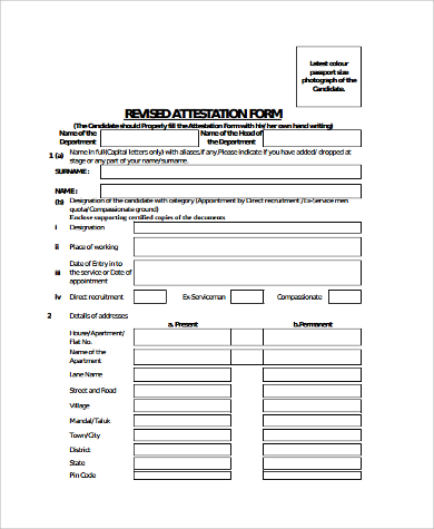 revised attestation form