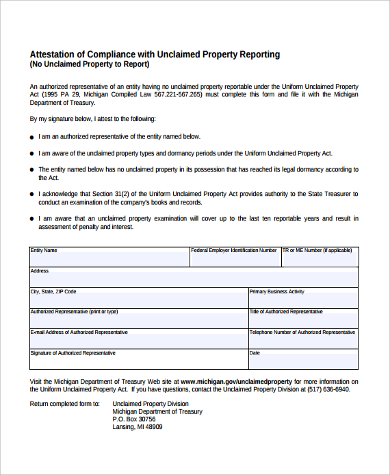 attestation of compliance form