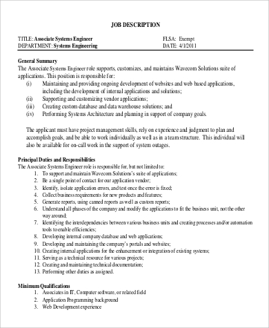 Application system engineer job description