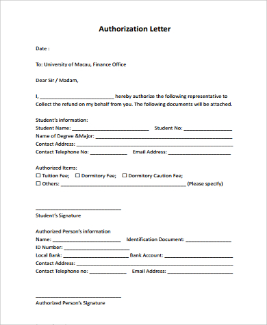 authorization refund letter