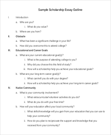 sample scholarship essay outline