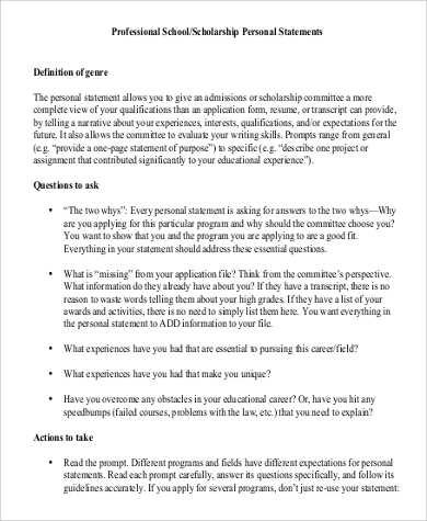 Personal statement essays for scholarships