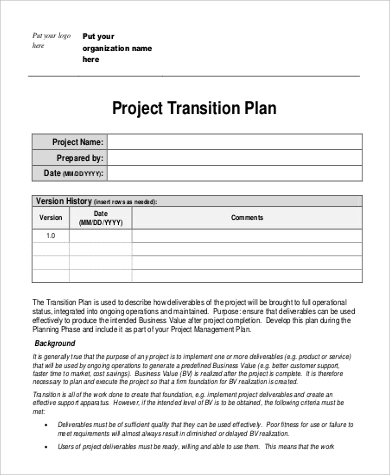 project transition plan