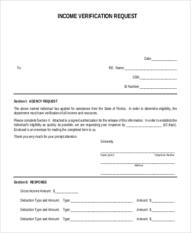 income verification request form