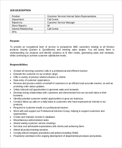 Sample Customer Service Manager Job Description - 9 