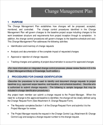 project change management plan