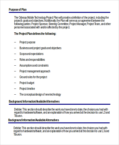 printable project plan sample