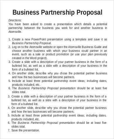 how to write partnership proposal