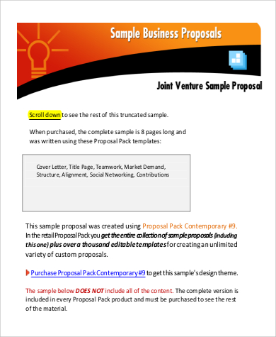 joint venture business proposal sample