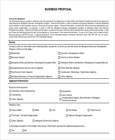 business proposal form sample