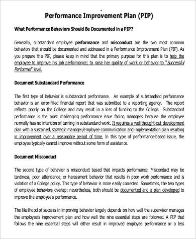 sample performance improvement communication plan