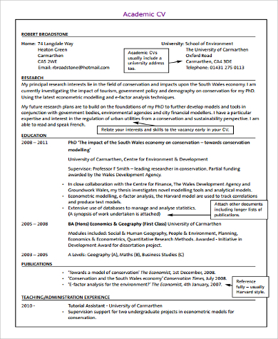 Curriculum Vitae Example Pdf Format - Resume