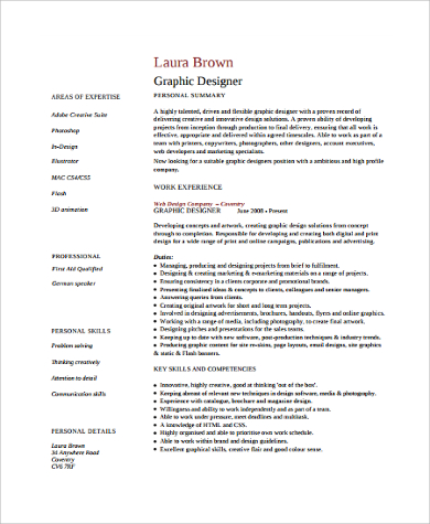 graphic designer curriculum vitae format