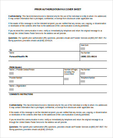 prior authorization fax cover sheet word