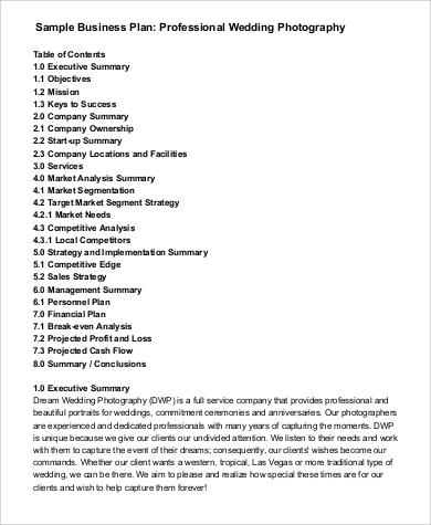 photography business plan sample pdf