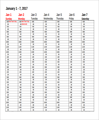 free 13 sample weekly calendar templates in ms word pdf excel