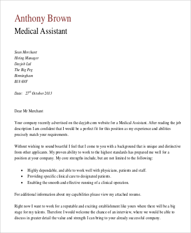 short cover letter for medical assistant