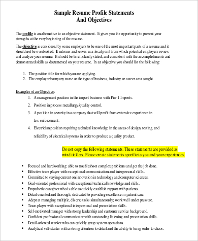 general objective statement for resume