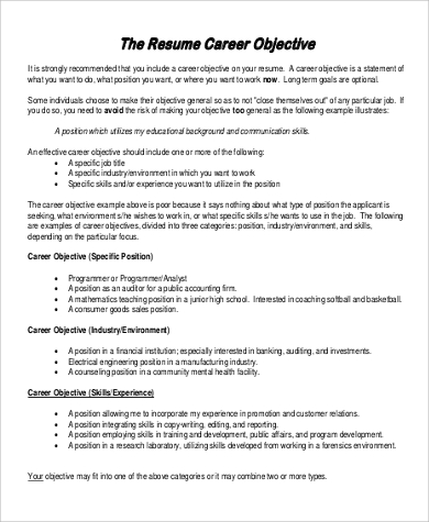 general resume carrer objective