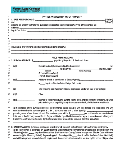 vacant land contract form