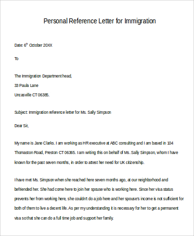 Writing A Character Reference Letter For Immigration Purposes from images.sampletemplates.com