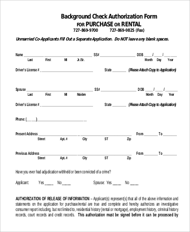 Free 8 Sample Rental Background Check Templates In Pdf