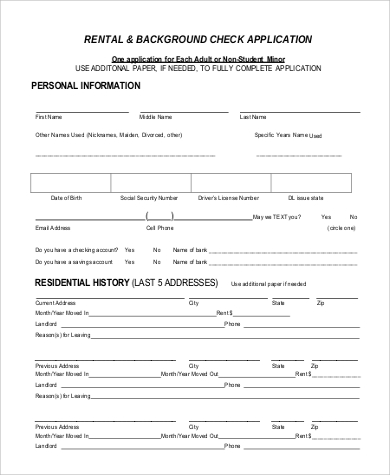 rental background check application