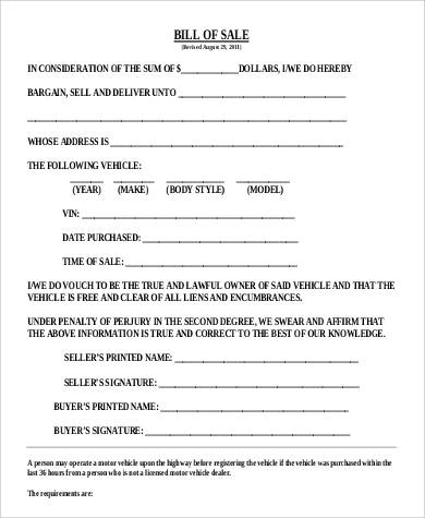 generic car bill of sale1