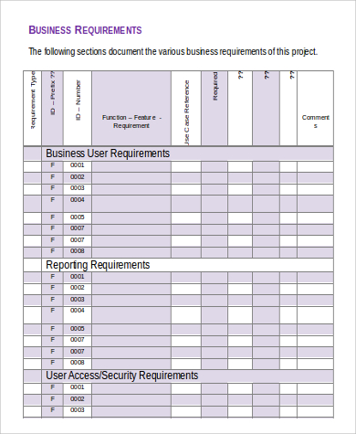 sample business requirement document
