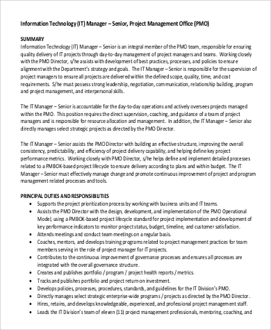 it project office manager job description