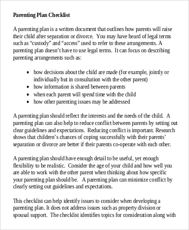 49 Free Parenting Plan Custody Agreement Templates ᐅ