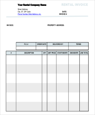 rental invoice sample