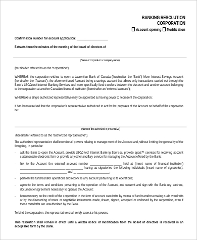 corporate banking resolution form pdf