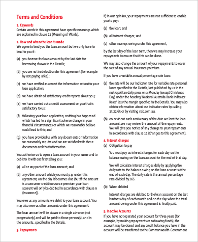 personal loan repayment agreement example