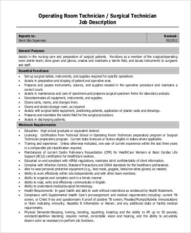 surgical operating tech job description