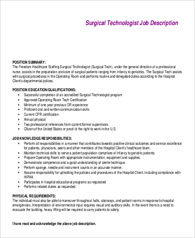 surgical tech job description responsibilities